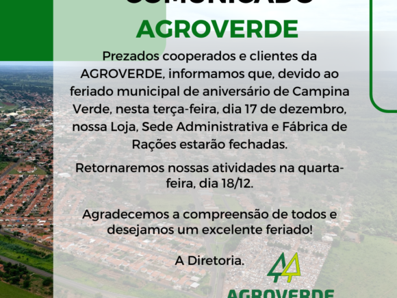 Comunicado AGROVERDE