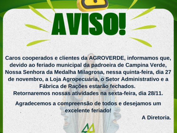 Aviso AGROVERDE!